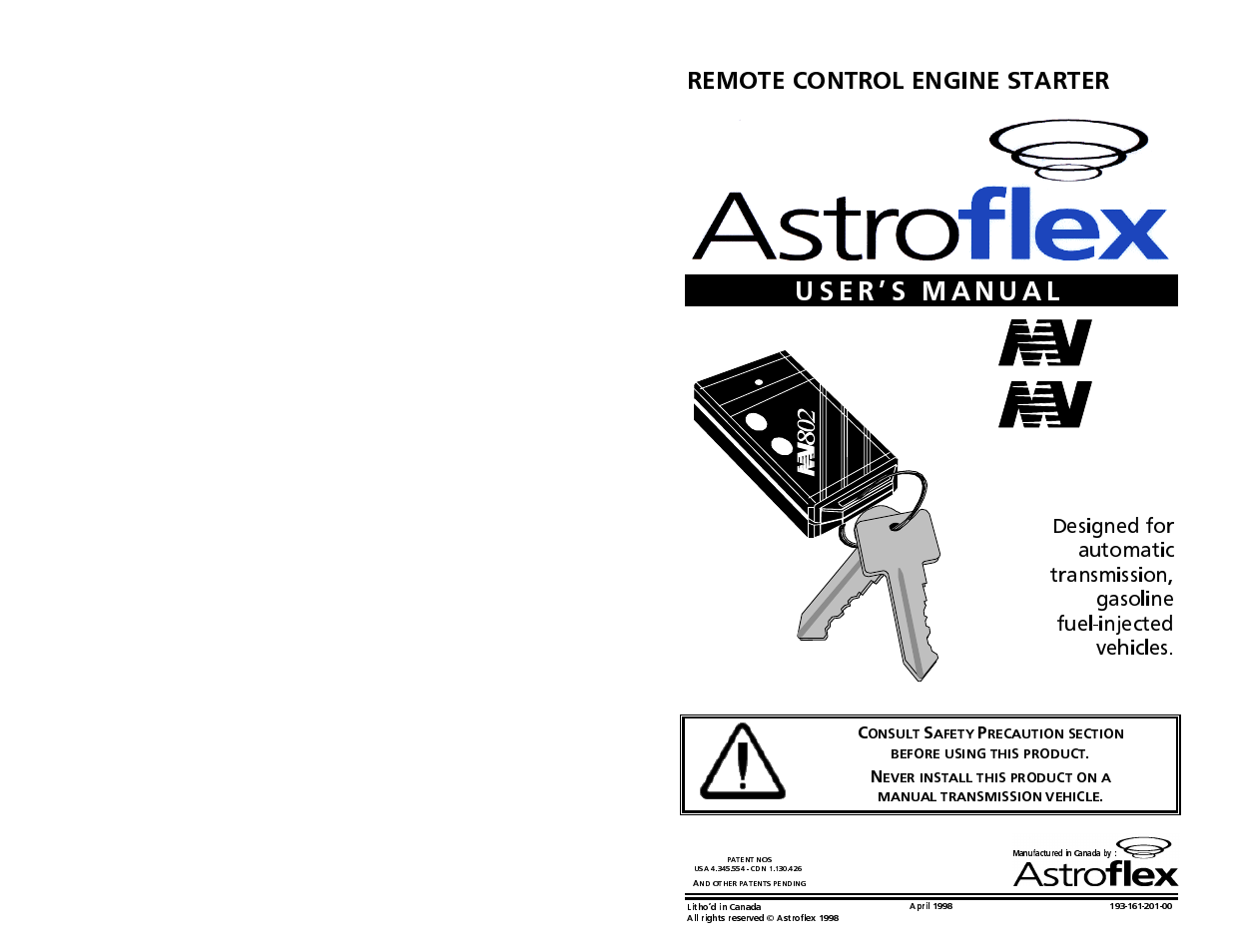 AstroStart MV-801/802 User Manual | 10 pages