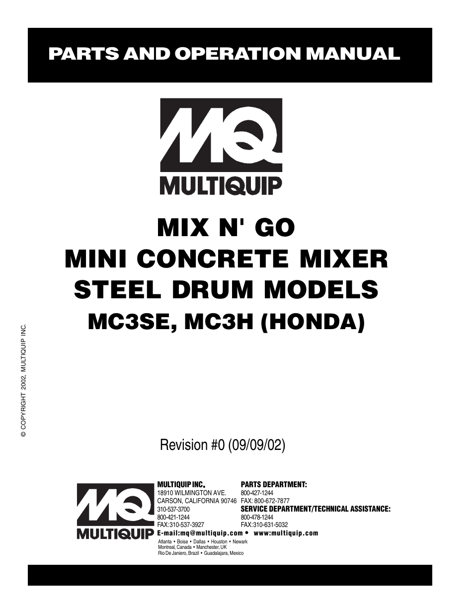 Multiquip MC3H User Manual | 72 pages