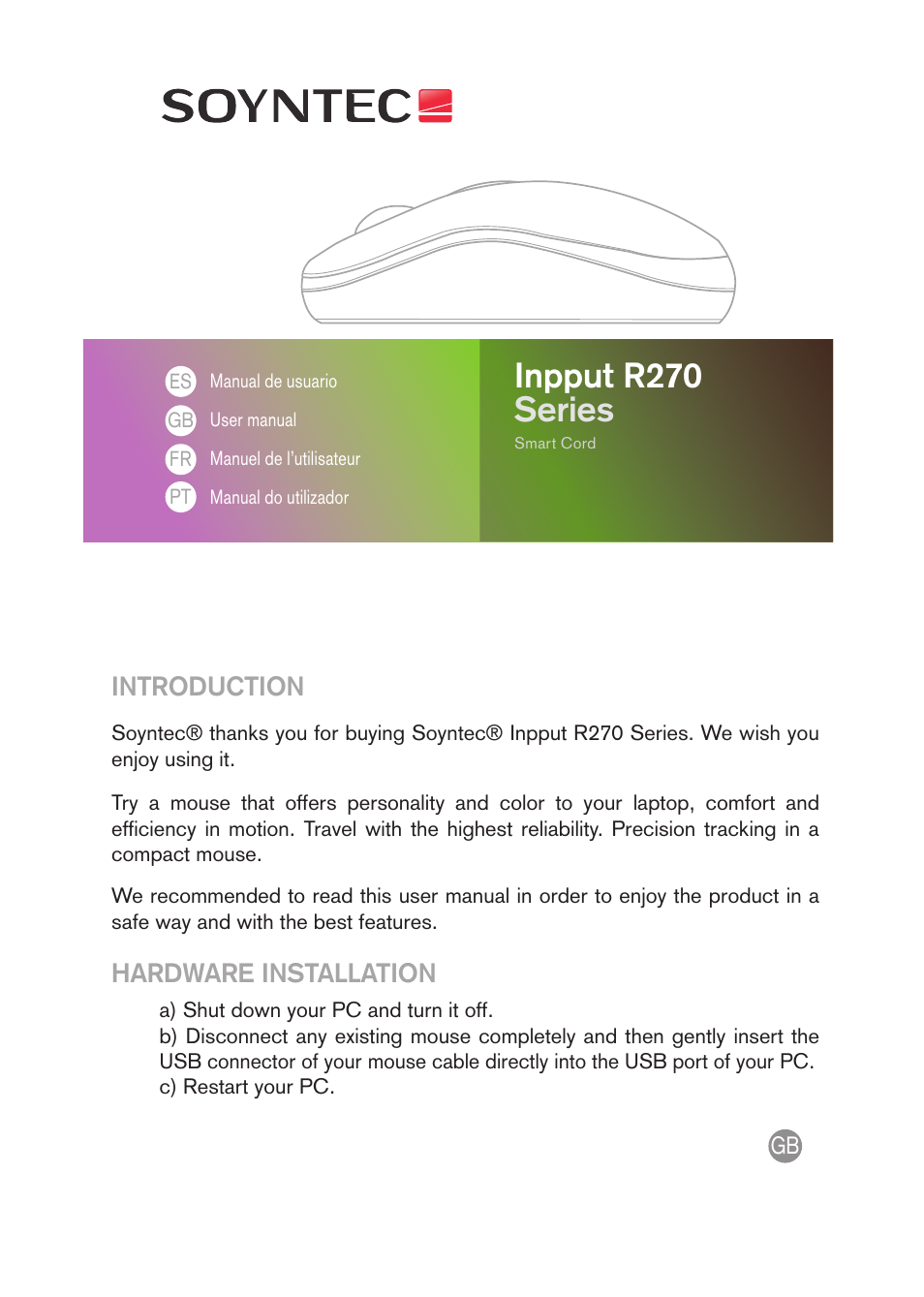 Soyntec INPPUT R270 User Manual | 2 pages