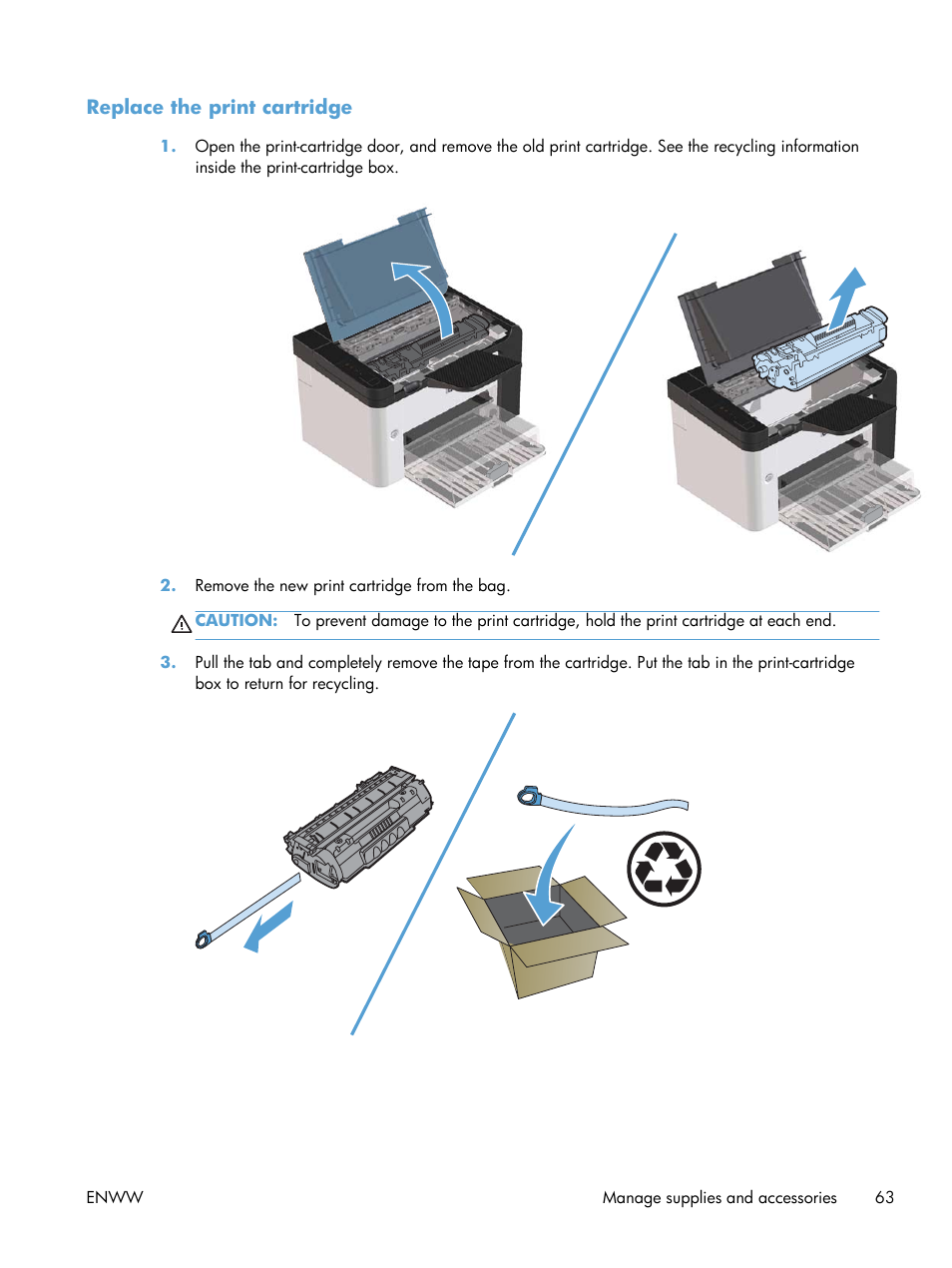 Replace the print cartridge | HP Laserjet p1606dn User Manual | Page 75 / 152