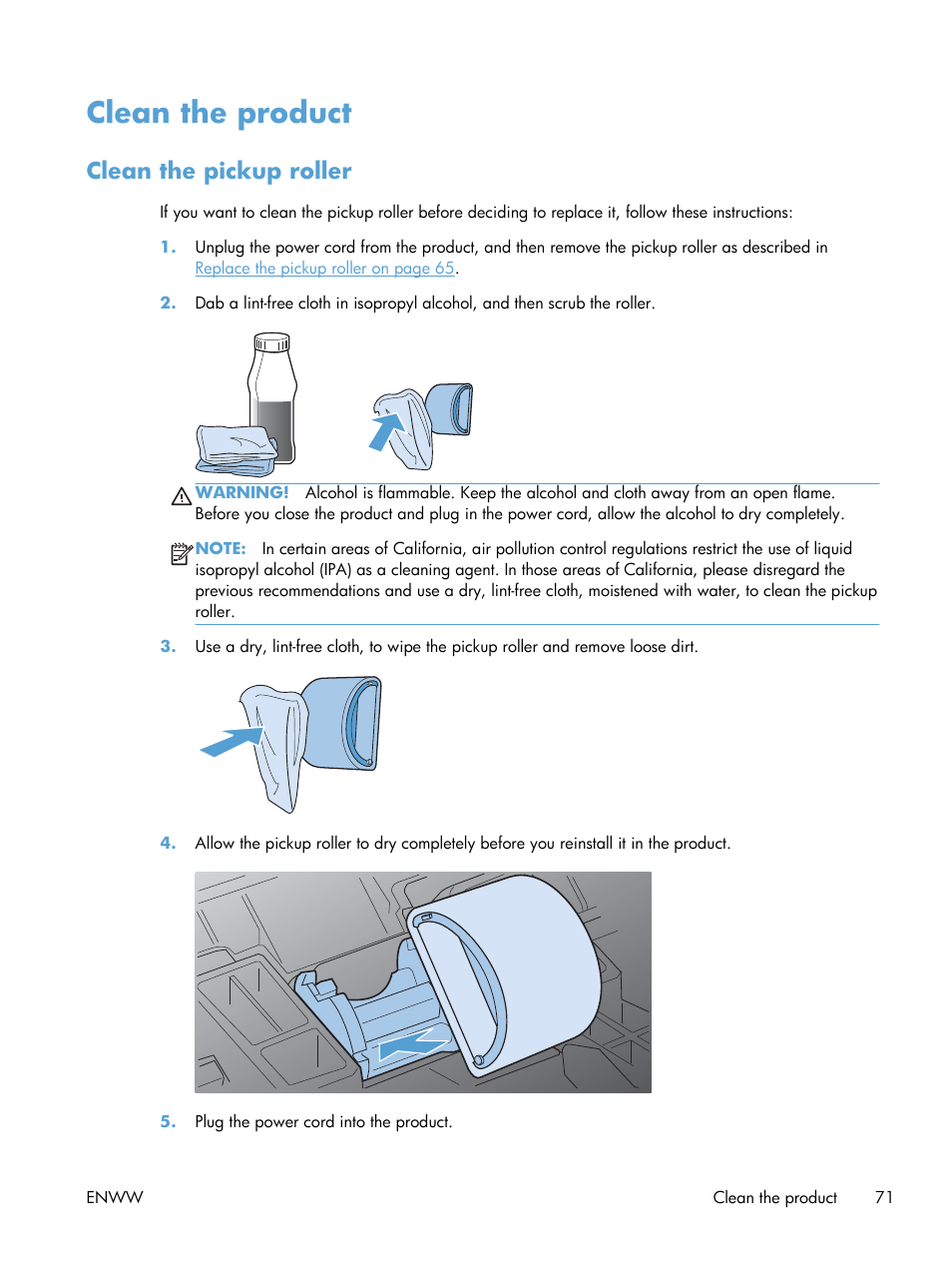 Clean the product, Clean the pickup roller | HP Laserjet p1606dn User Manual | Page 83 / 152
