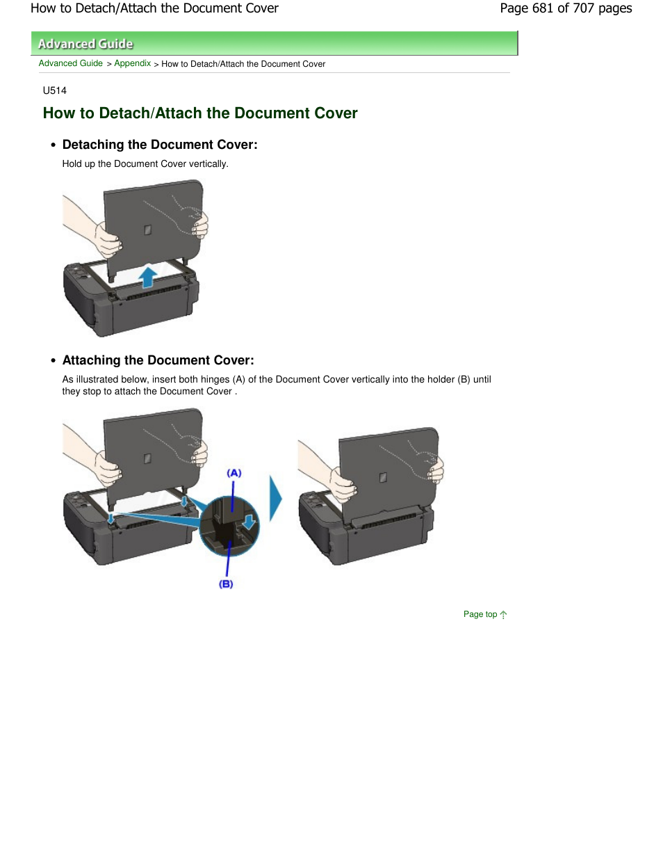 How to detach/attach the document cover | Canon mp280 User Manual | Page 681 / 707