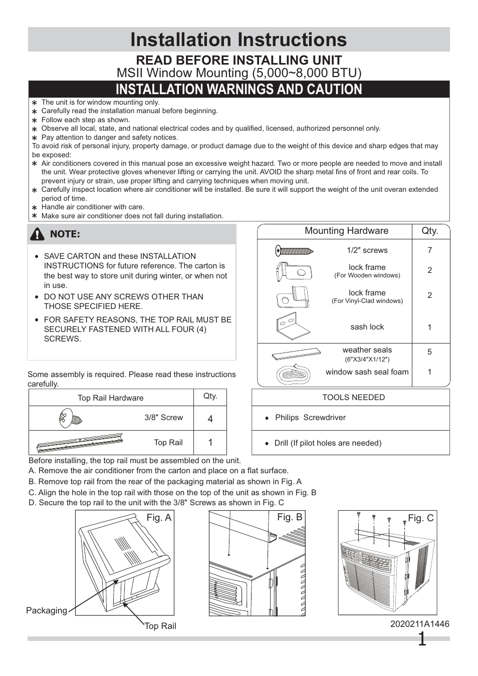 FRIGIDAIRE FRA065AT7 User Manual | 4 pages
