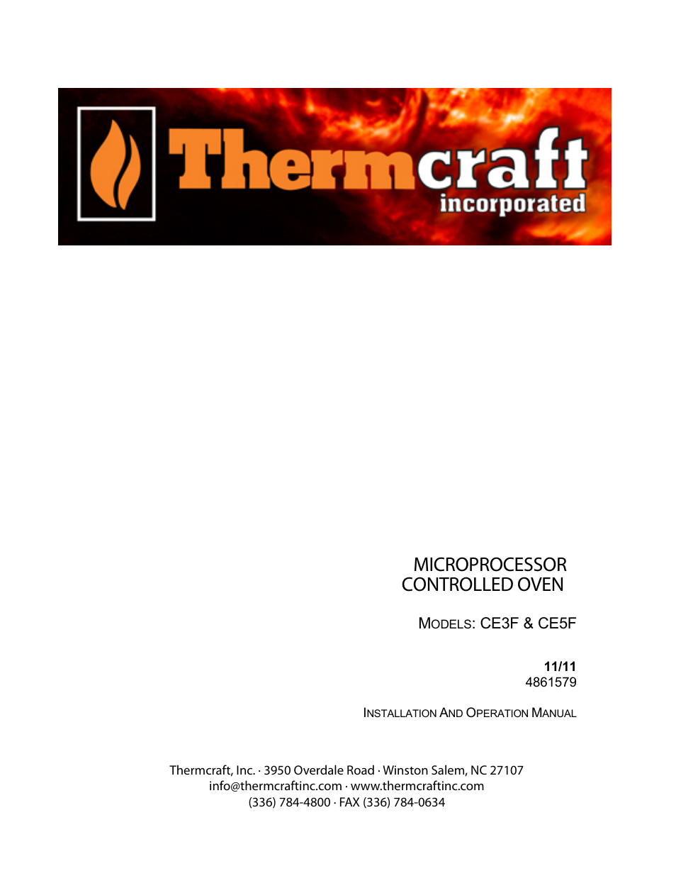 Thermcraft XOV-21-21-19.5-1A-2-SL User Manual | 17 pages