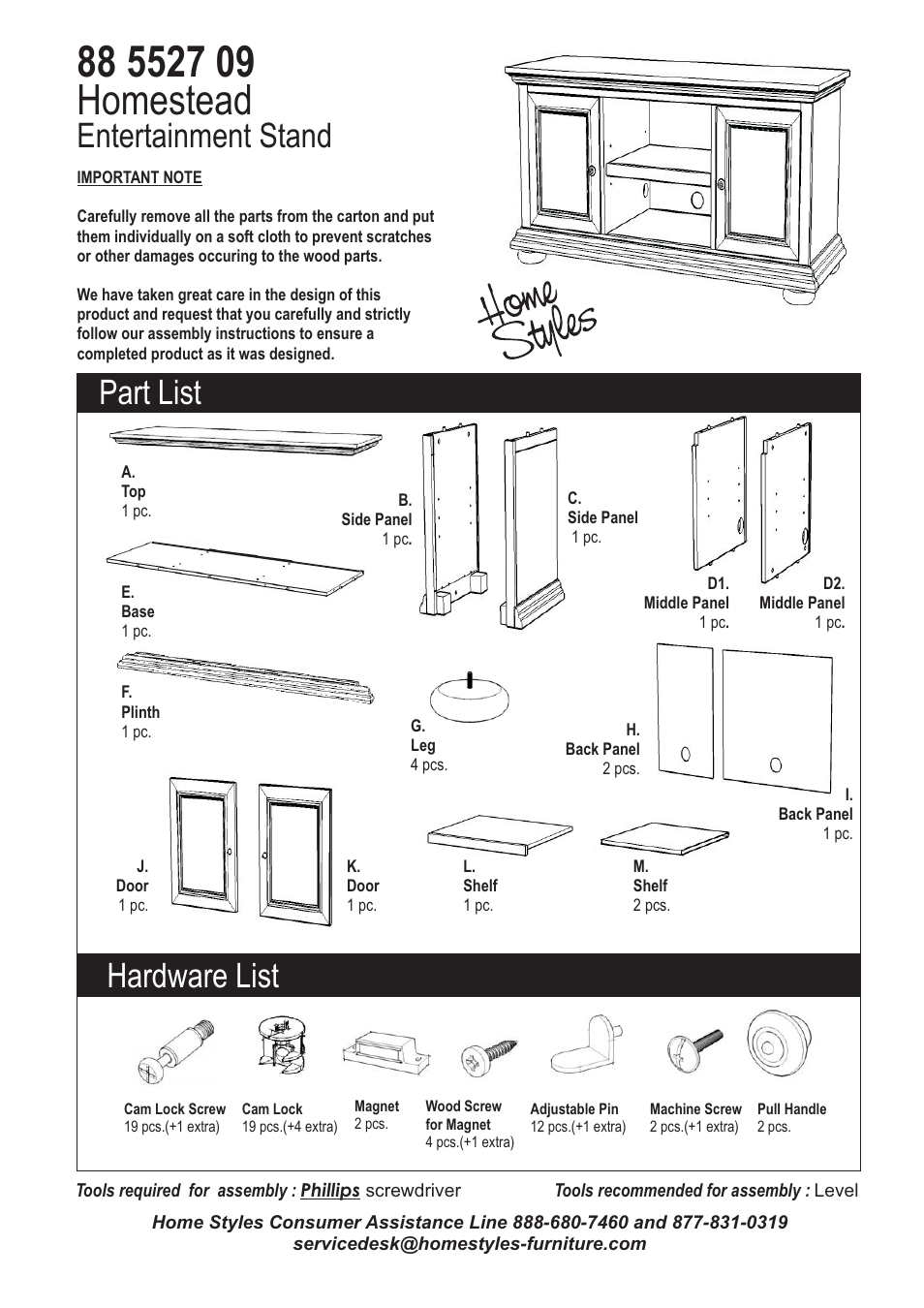 Home Styles 5527-09 User Manual | 4 pages