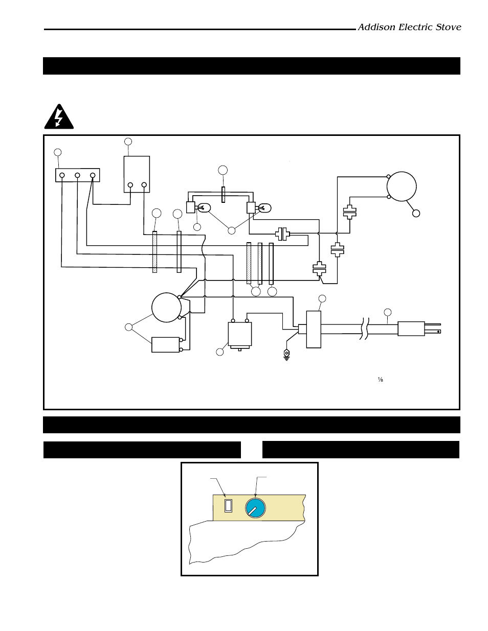 Electrical wiring diagram operating instructions, Addison electric stove, Main on/off switch | Heater control | Vermont Casting ACSB User Manual | Page 7 / 10