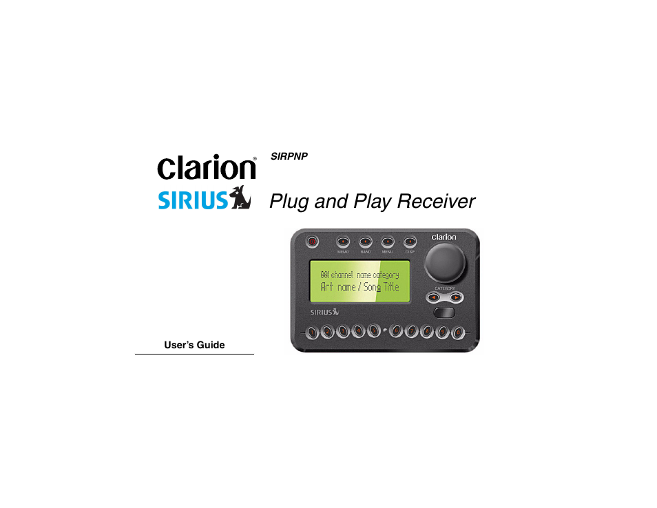 Clarion RPNP Plug and Play Receiver User Manual | 38 pages