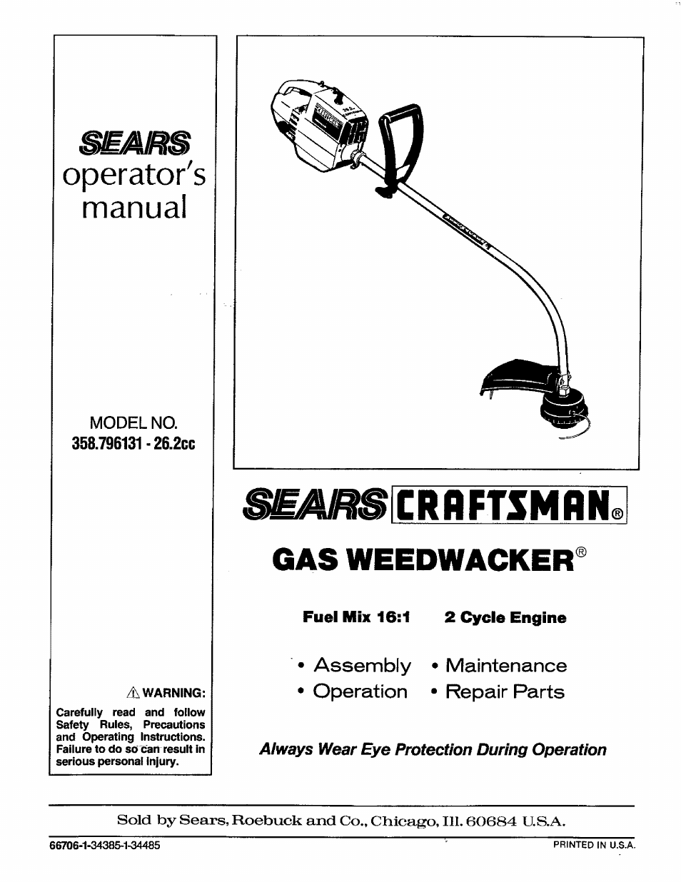 Craftsman 358.796131- User Manual | 28 pages