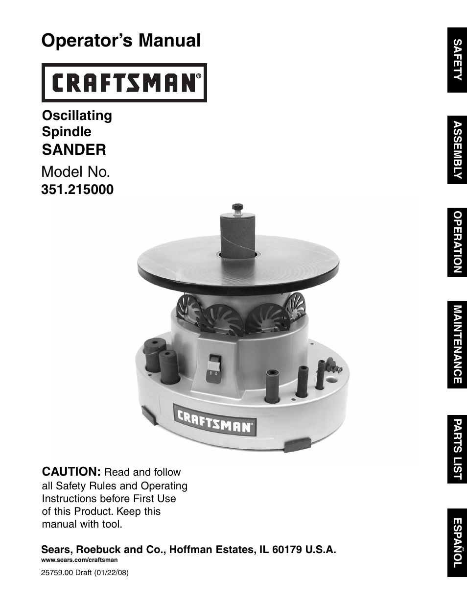 Craftsman 351.215 User Manual | 12 pages