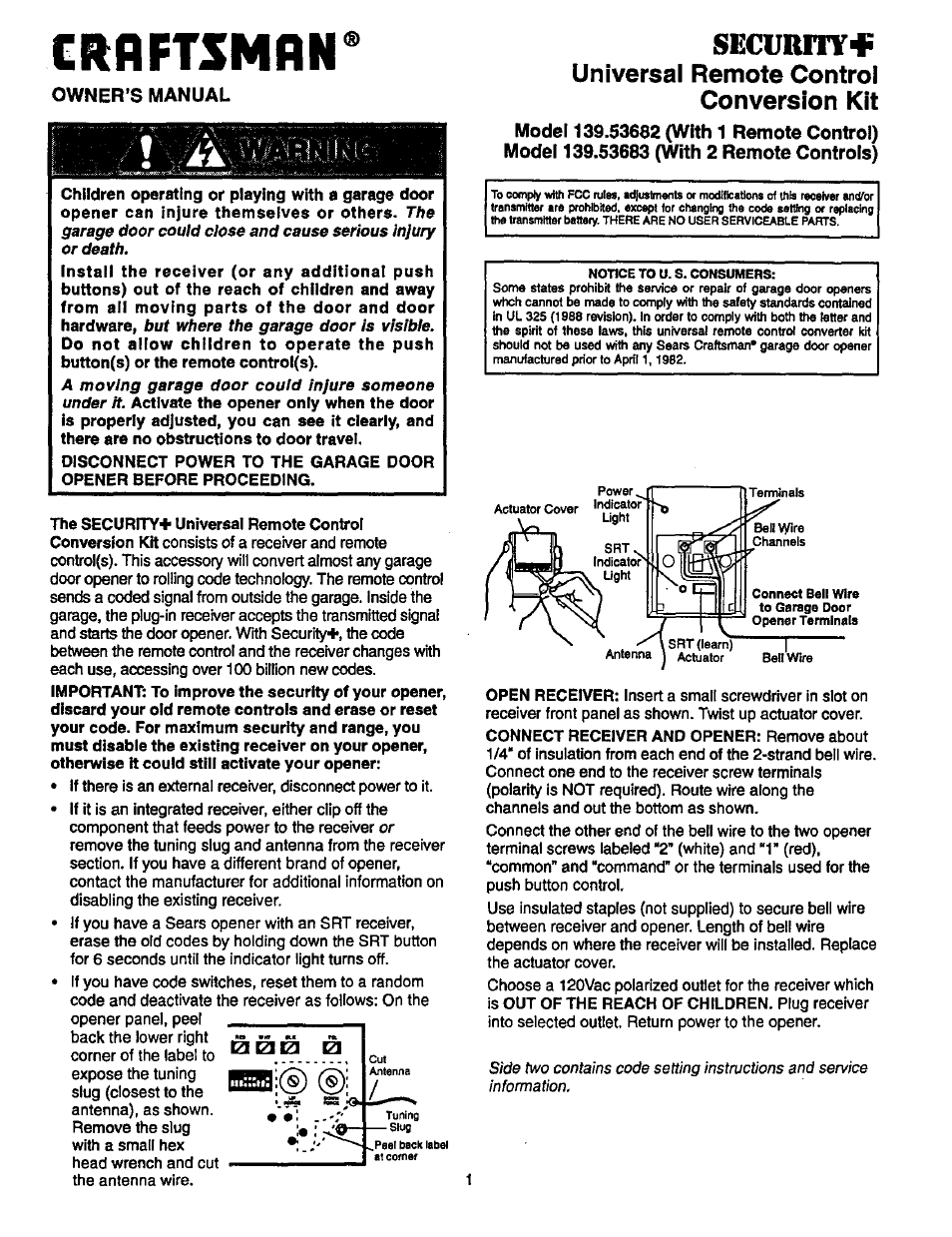 Craftsman 139.53683 User Manual | 2 pages
