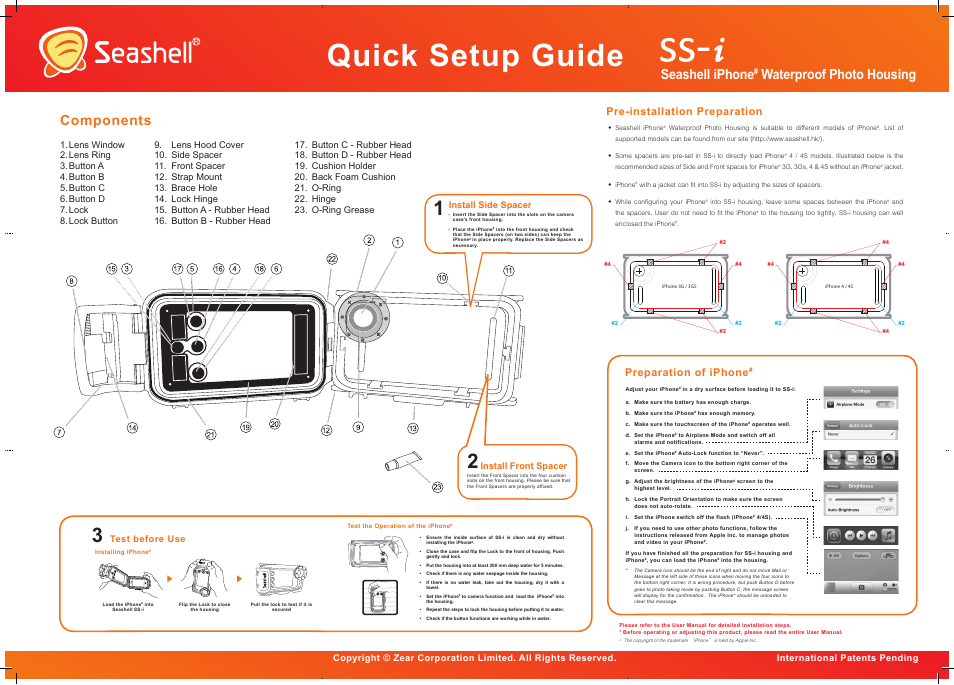 SeaShell SS-i Quick Setup Guide User Manual | 1 page