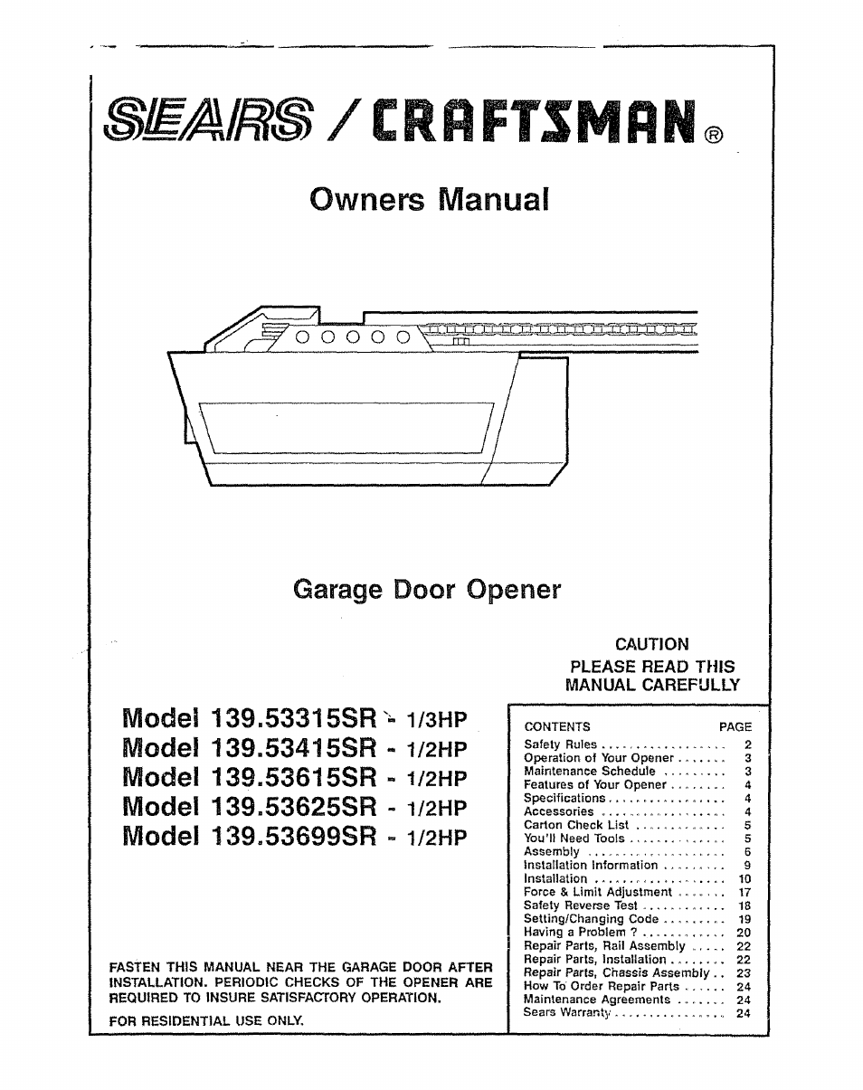 Craftsman 139.53625SR User Manual | 22 pages