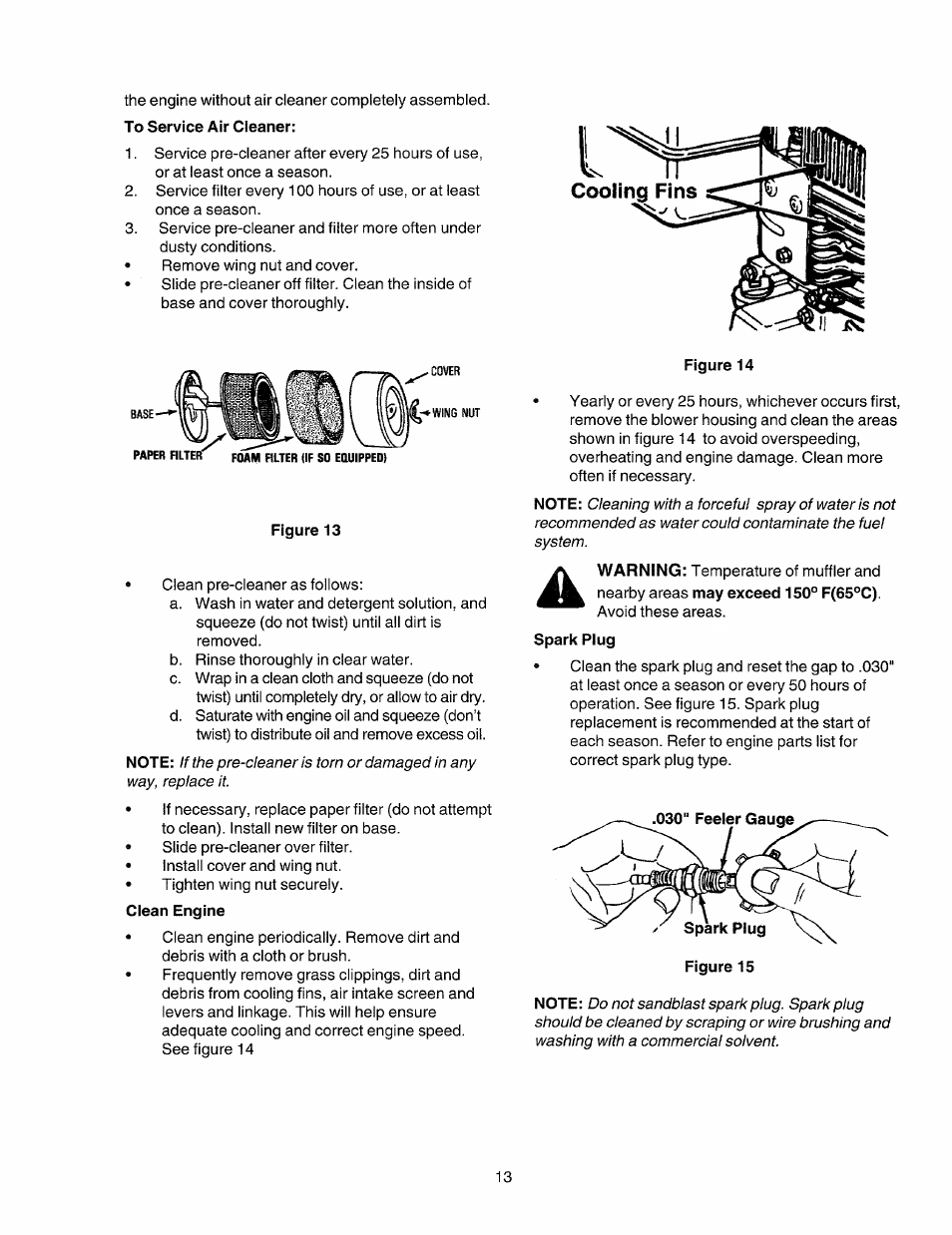 To service air cleaner, Cooling fins | Craftsman 247.775860 User Manual | Page 13 / 46