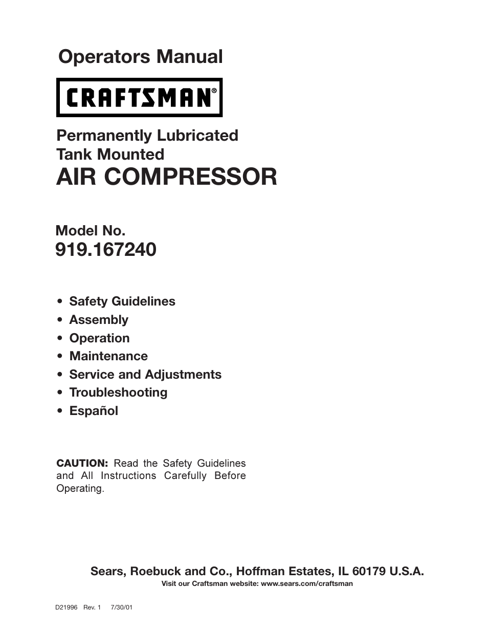Craftsman 919.16724 User Manual | 32 pages