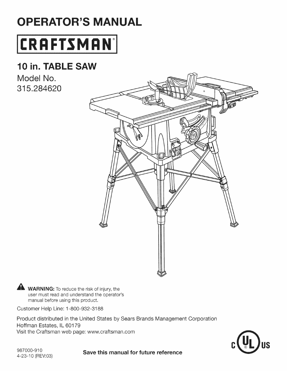 Craftsman 315.284620 User Manual | 52 pages