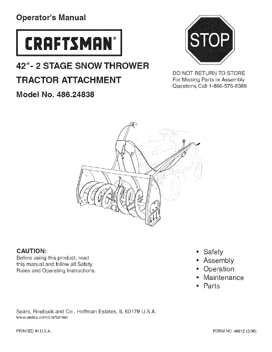 Craftsman 486.24838 User Manual | 40 pages
