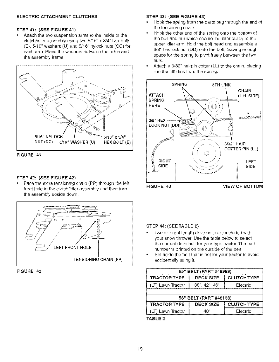 Step 42: (see figure 42, Step 43: (see figure 43), Step 44: (see table 2) | Craftsman 486.24838 User Manual | Page 19 / 40