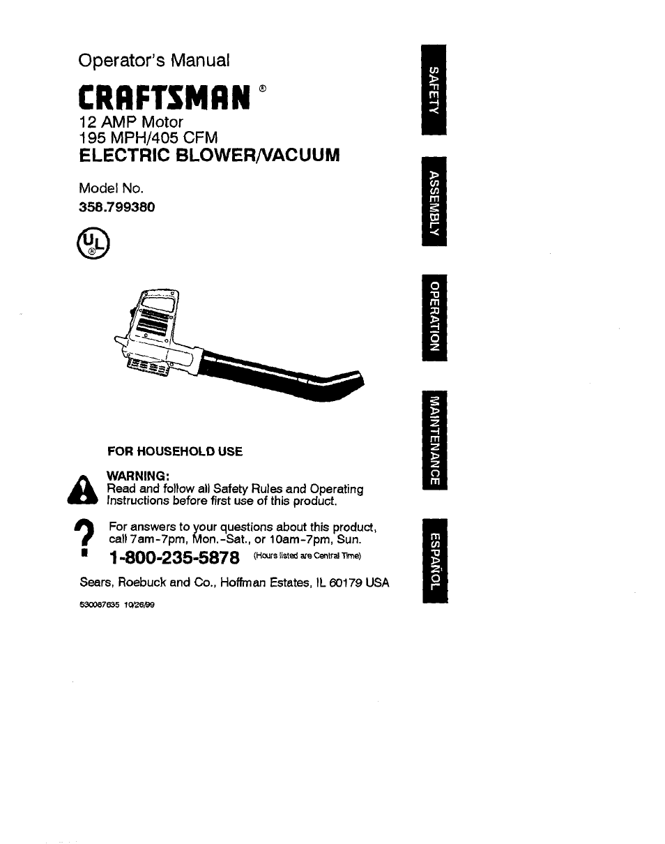 Craftsman 358.799380 User Manual | 10 pages