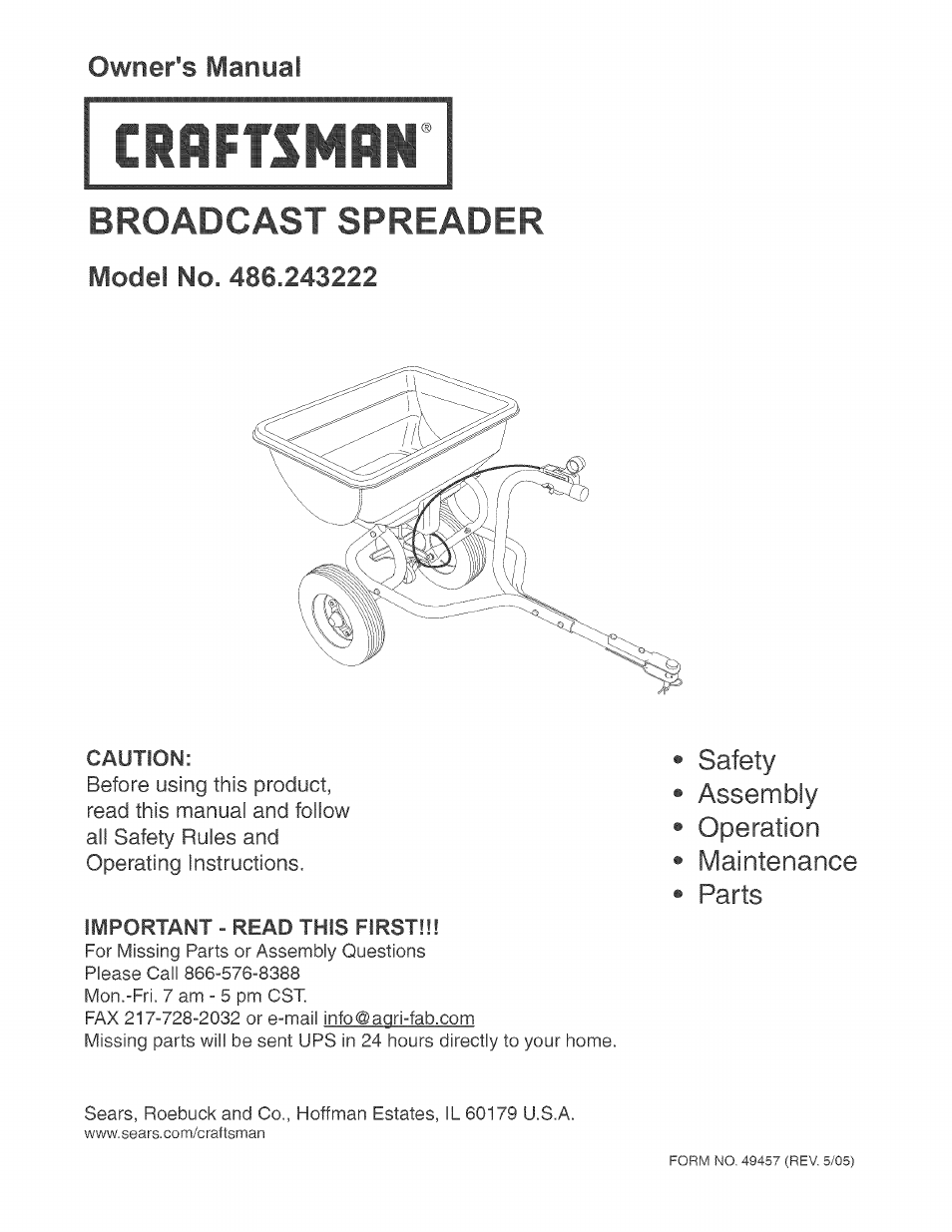 Craftsman 486.243222 User Manual | 8 pages