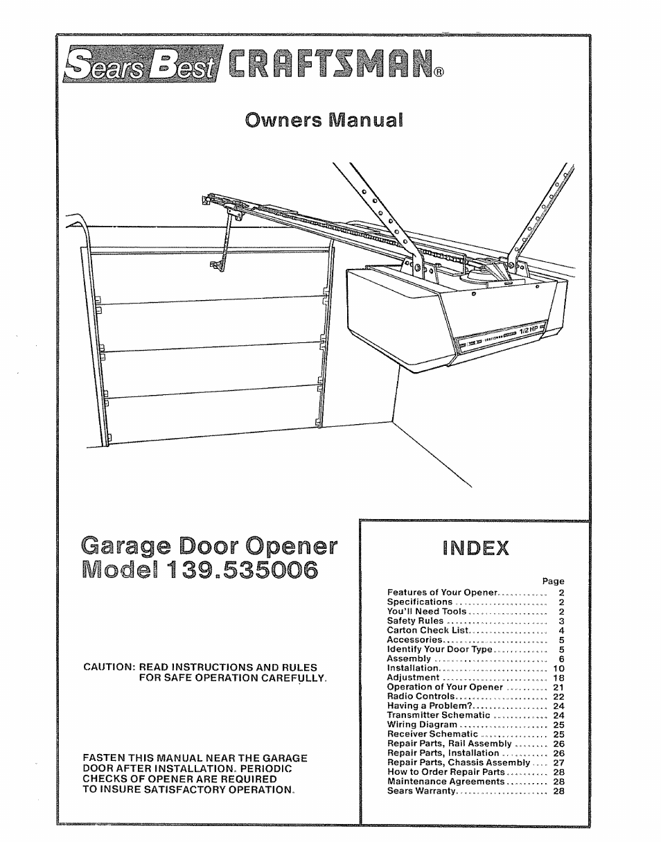 Craftsman 139.535006 User Manual | 28 pages