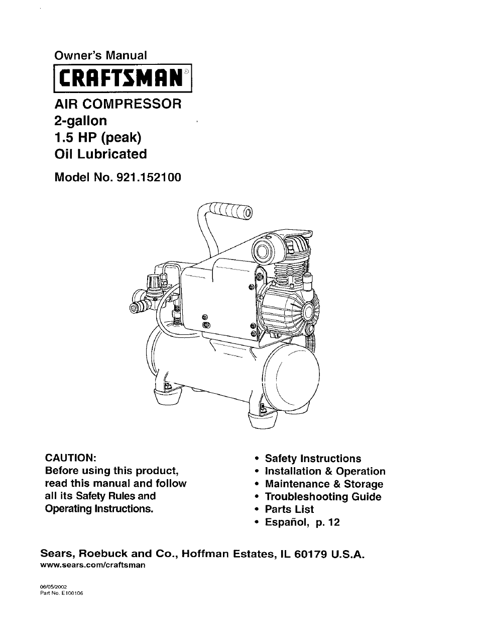 Craftsman 921.152100 User Manual | 11 pages