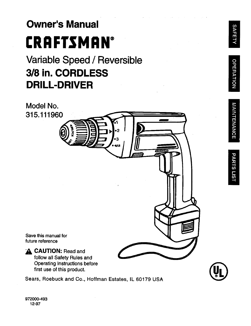 Craftsman 315.11196 User Manual | 16 pages