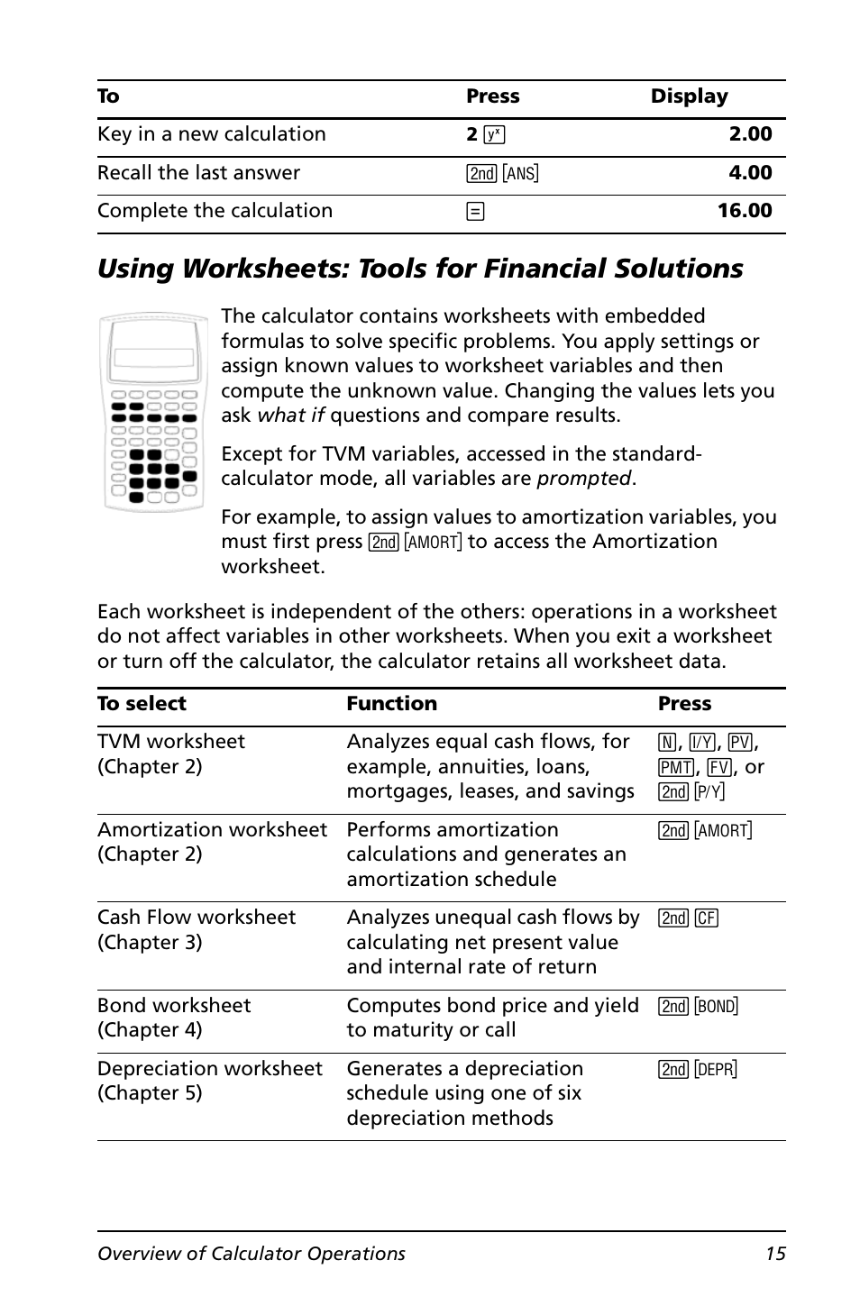 Using worksheets: tools for financial solutions | Texas Instruments BA II PLUS User Manual | Page 19 / 114