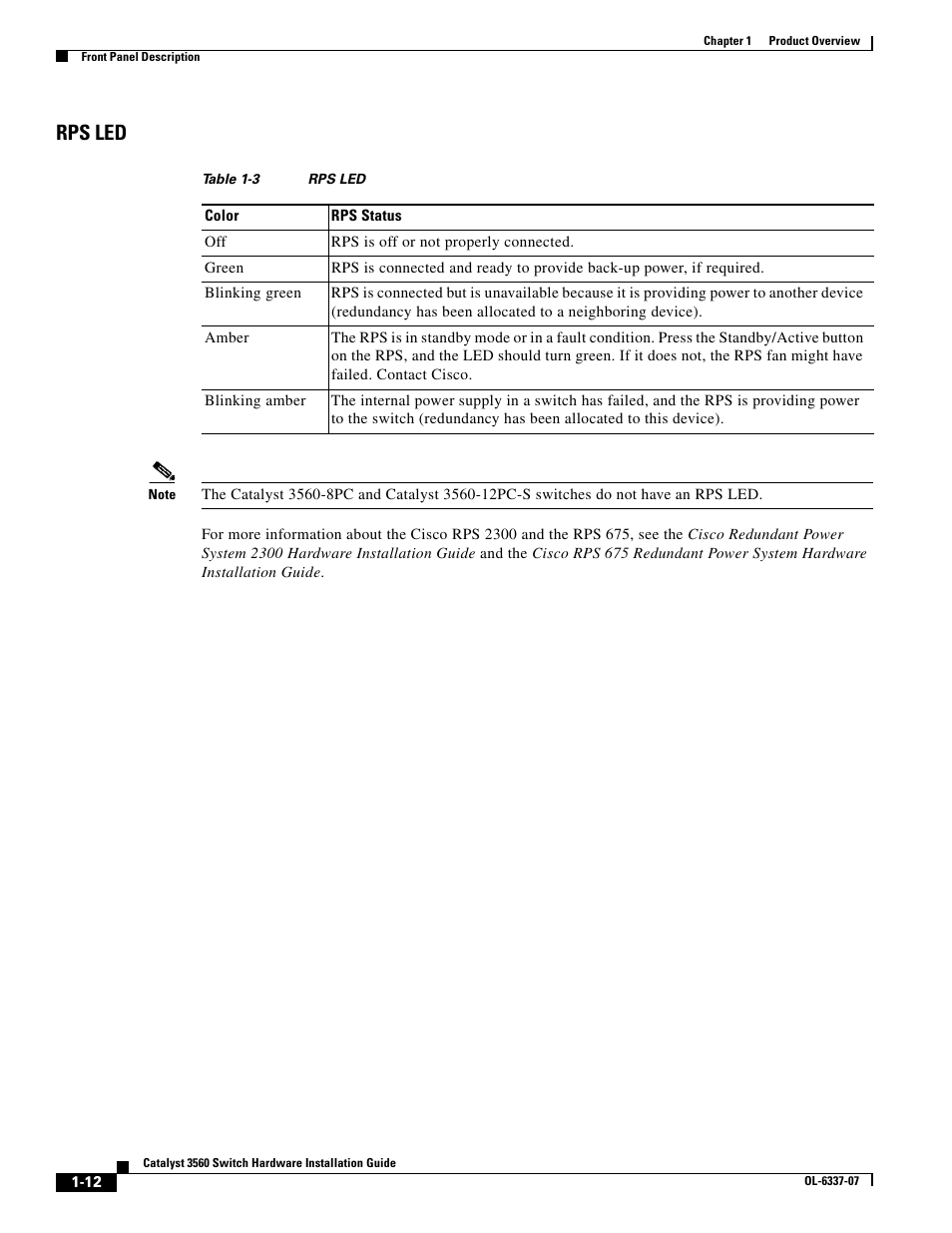 Rps led | Cisco 3560 User Manual | Page 22 / 120