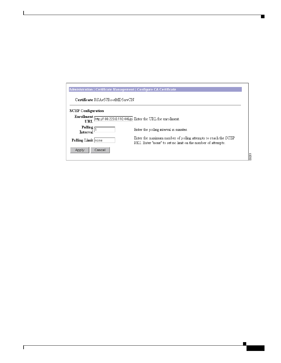 Certificate, Scep configuration, Enrollment url | Polling interval | Cisco VPN 3002 User Manual | Page 179 / 282