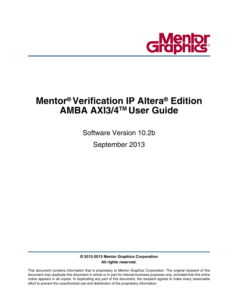 Altera Mentor Verification IP Altera Edition AMBA AXI3/4TM User Manual | 783 pages