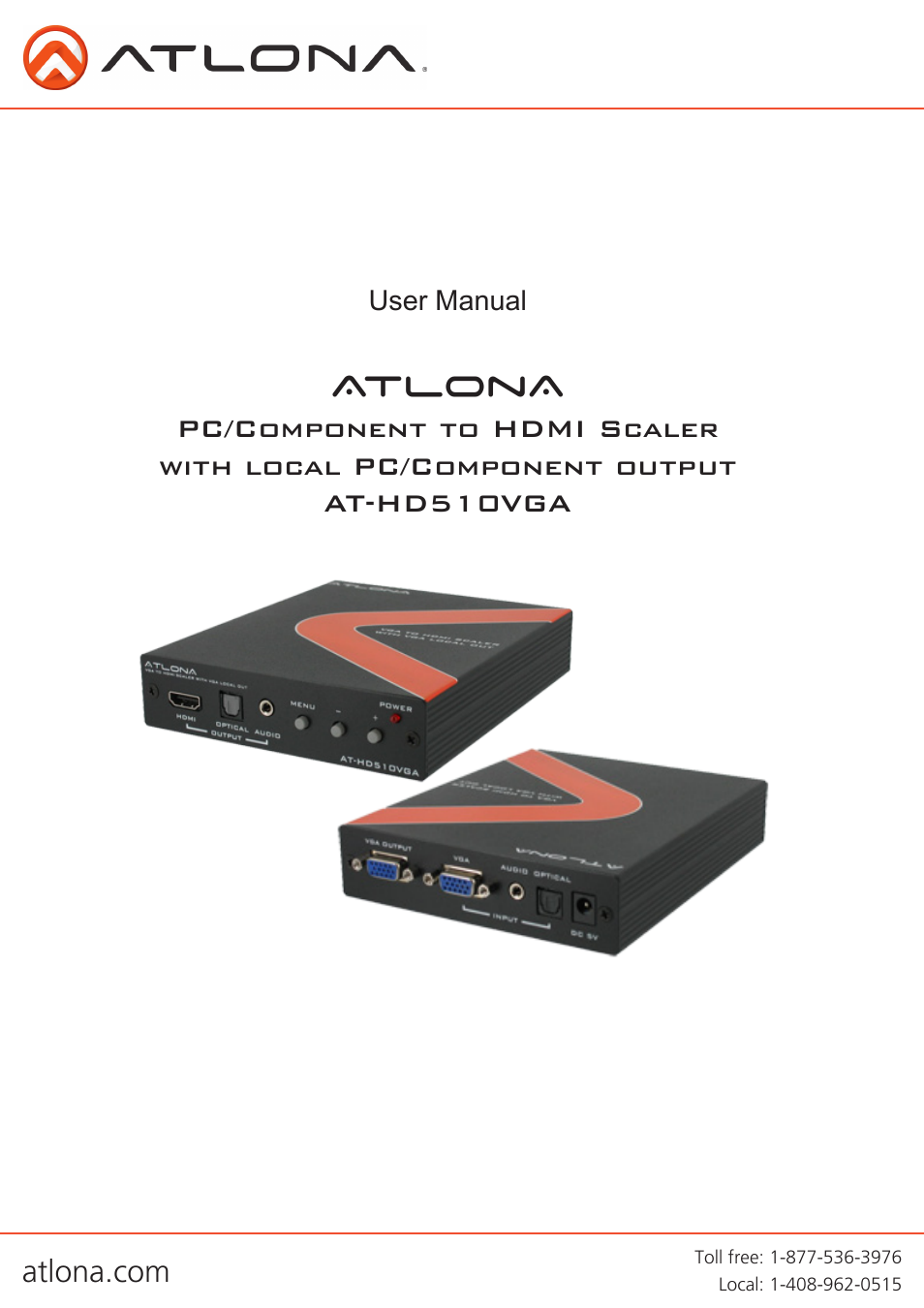 Atlona AT HD510VGA User Manual | 12 pages