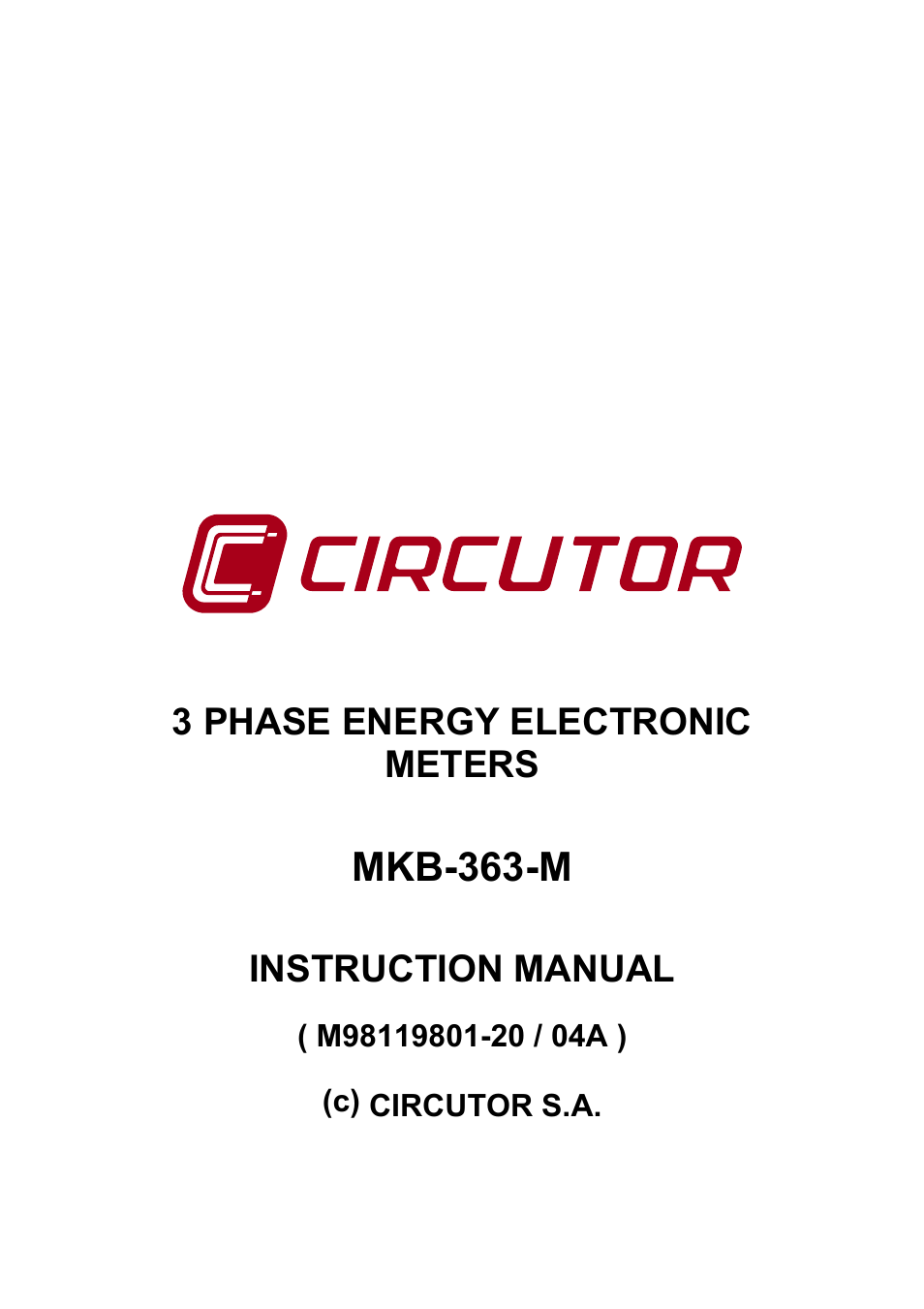 CIRCUTOR MK-363-B Series User Manual | 15 pages