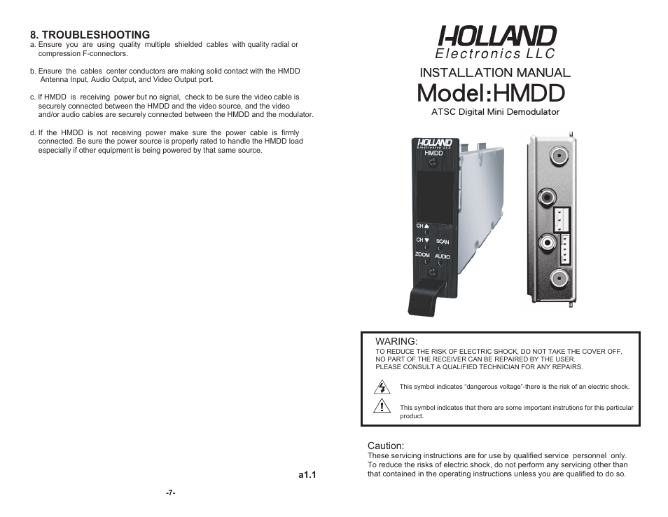 Holland Electronics HMDD-1U User Manual | 4 pages