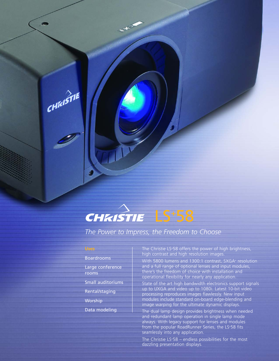 Christie LS+58 User Manual | 2 pages