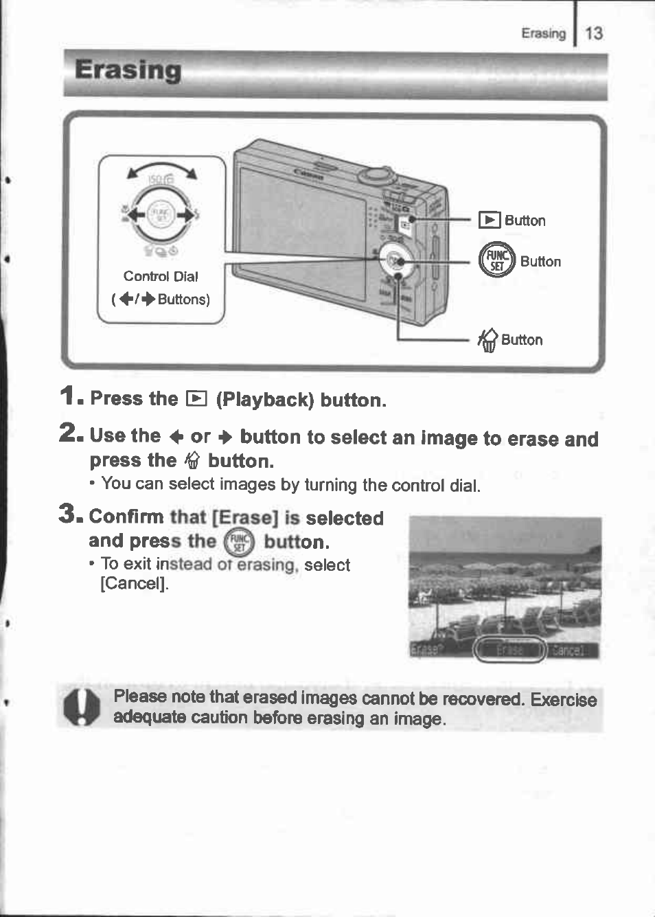 Erasing | Canon IXUS 90IS User Manual | Page 15 / 36