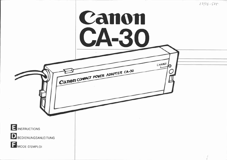 Canon CA-30 User Manual | 34 pages