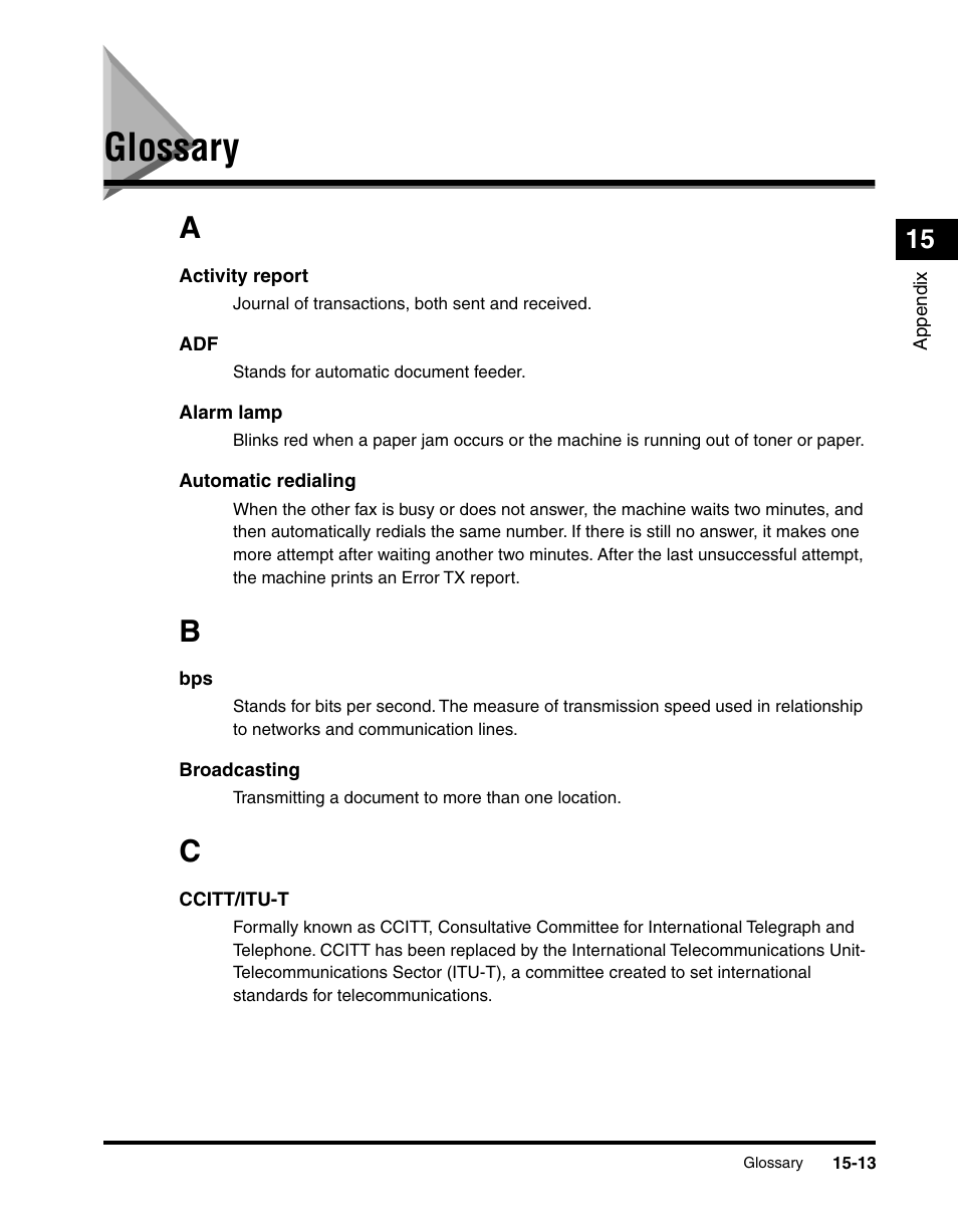 Glossary, Glossary -13 | Canon IMAGERUNNER 2010F User Manual | Page 368 / 382