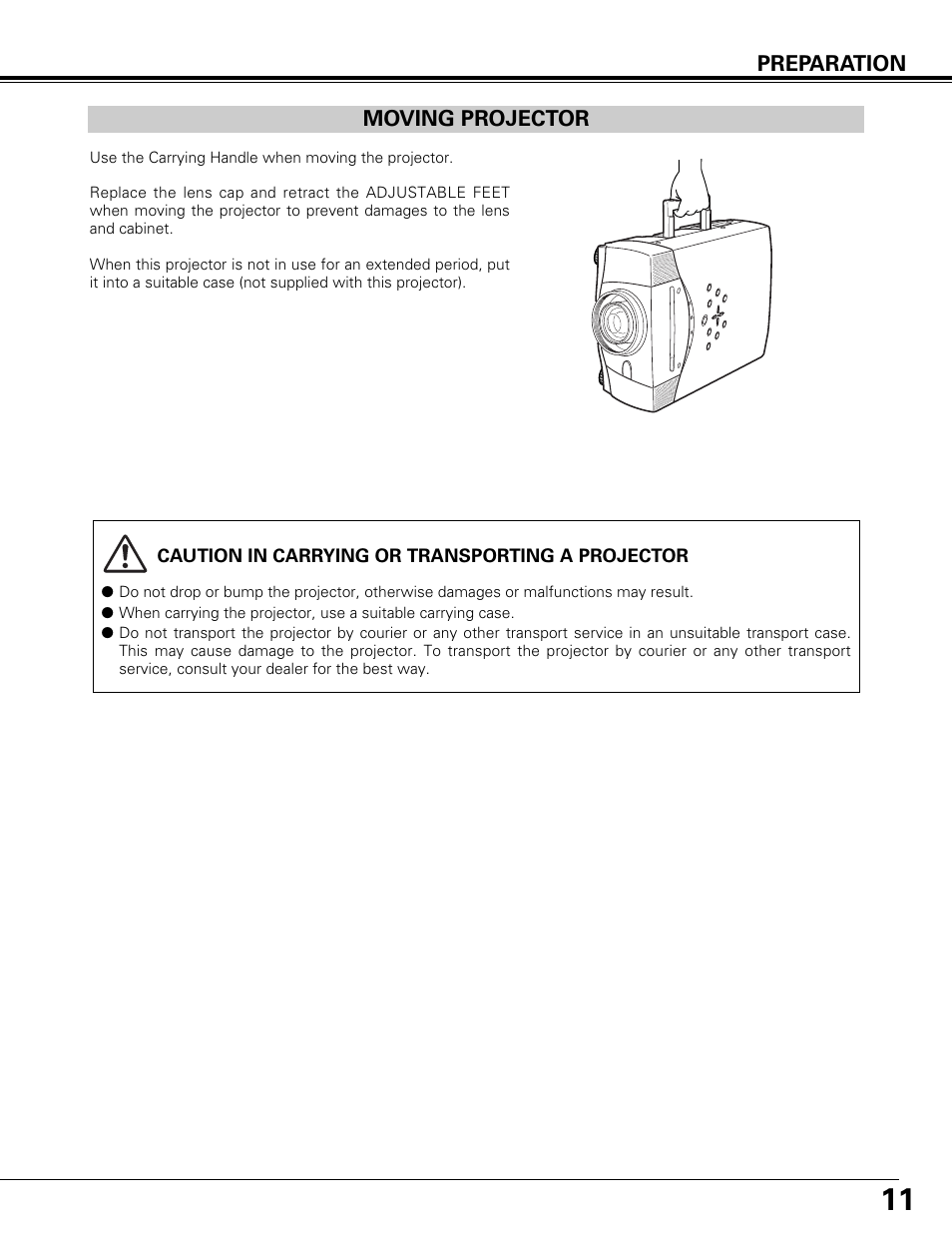 Moving projector | Canon LV-7575 User Manual | Page 11 / 63