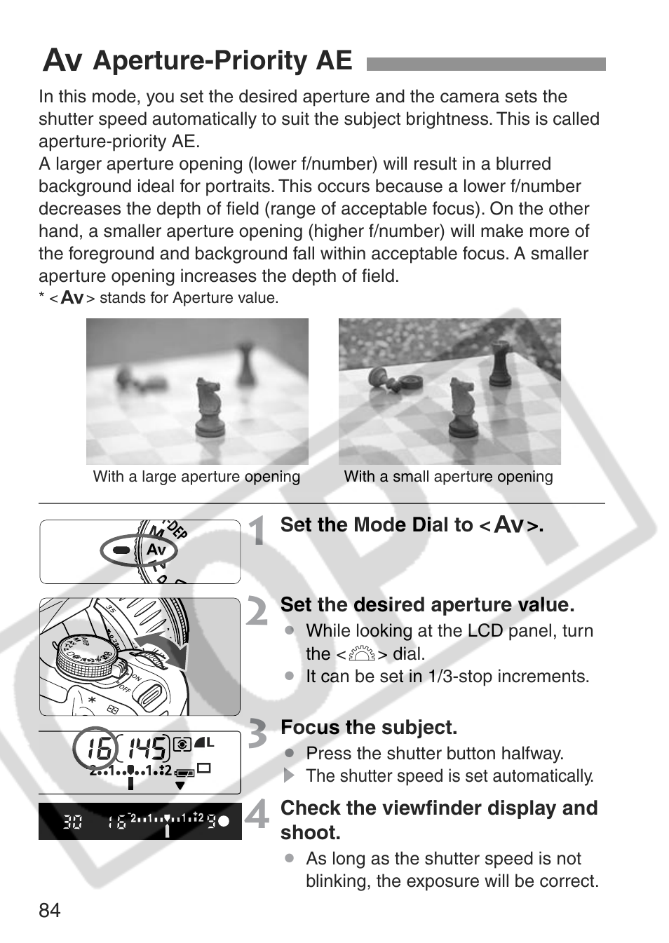 F aperture-priority ae | Canon EOS Rebel XT User Manual | Page 84 / 172
