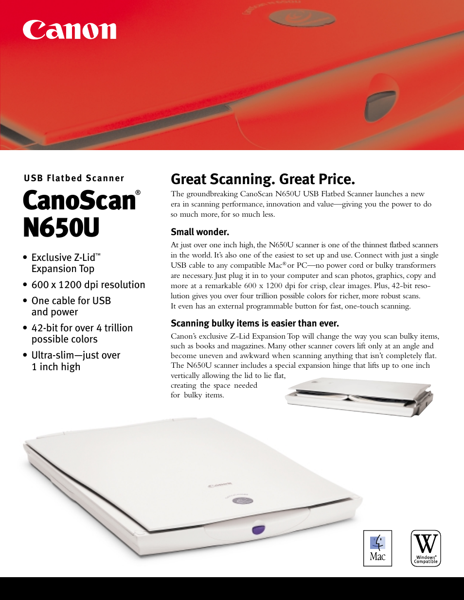 Canon CanoScan N650U User Manual | 2 pages