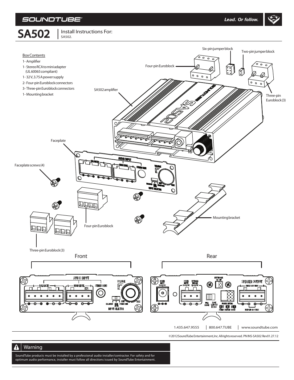Soundtube SA502 User Manual | 4 pages