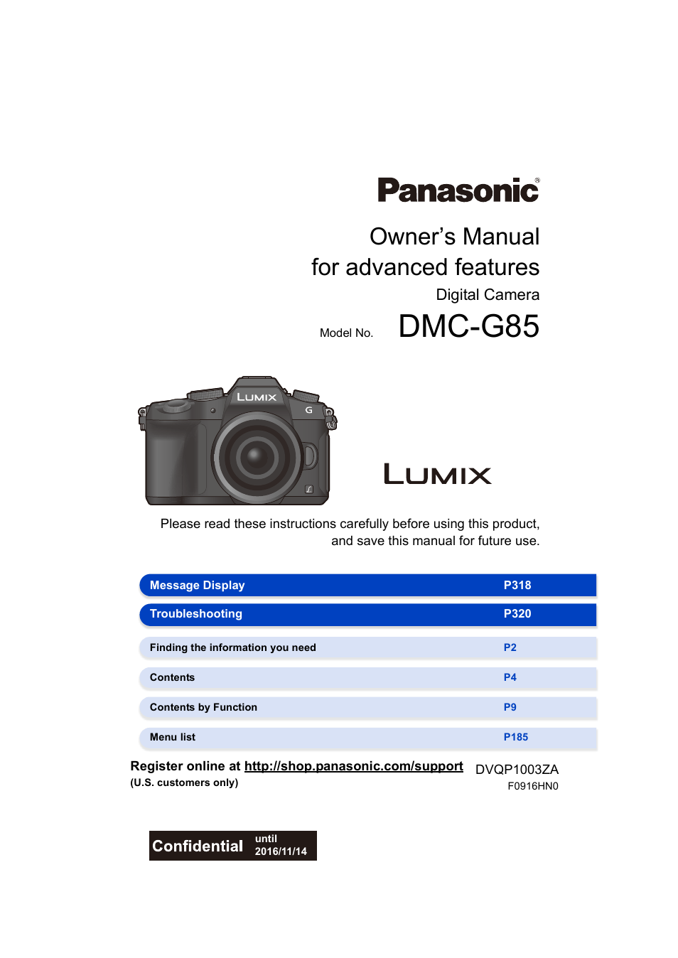 Panasonic Lumix DMC-G85M User Manual | 338 pages