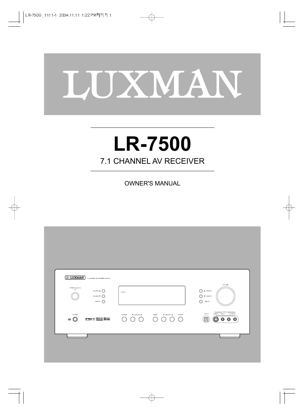 Luxman LR-7500 User Manual | 36 pages