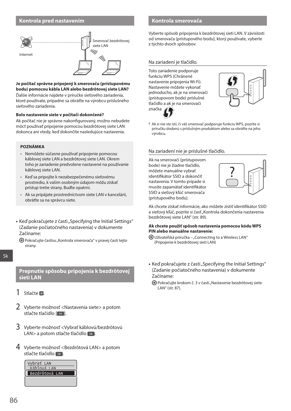 Kontrola pred nastavením, Kontrola smerovača | Canon i-SENSYS MF244dw User Manual | Page 86 / 124