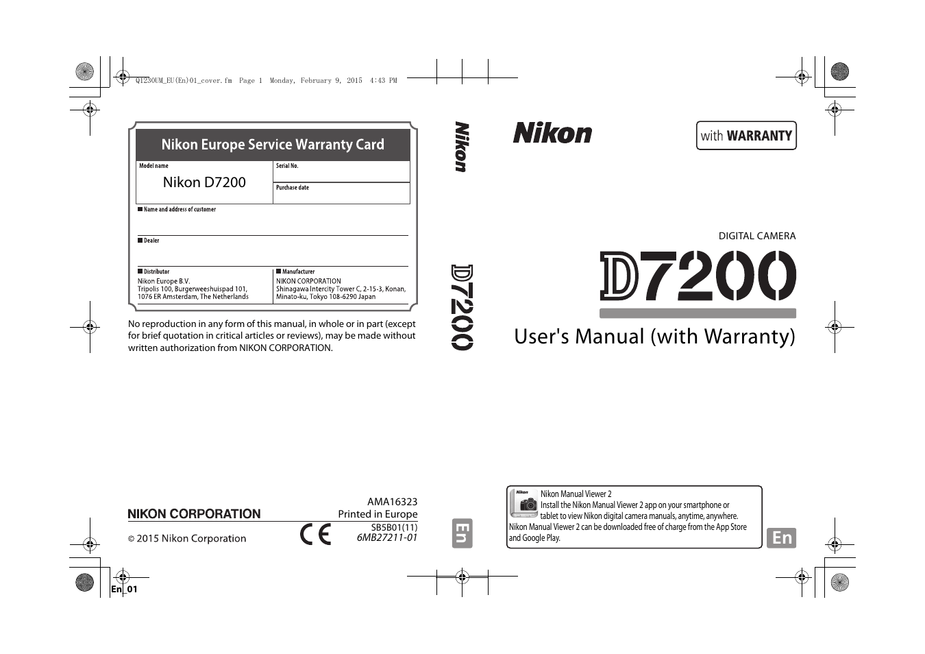 Nikon D7200 body User Manual | 420 pages