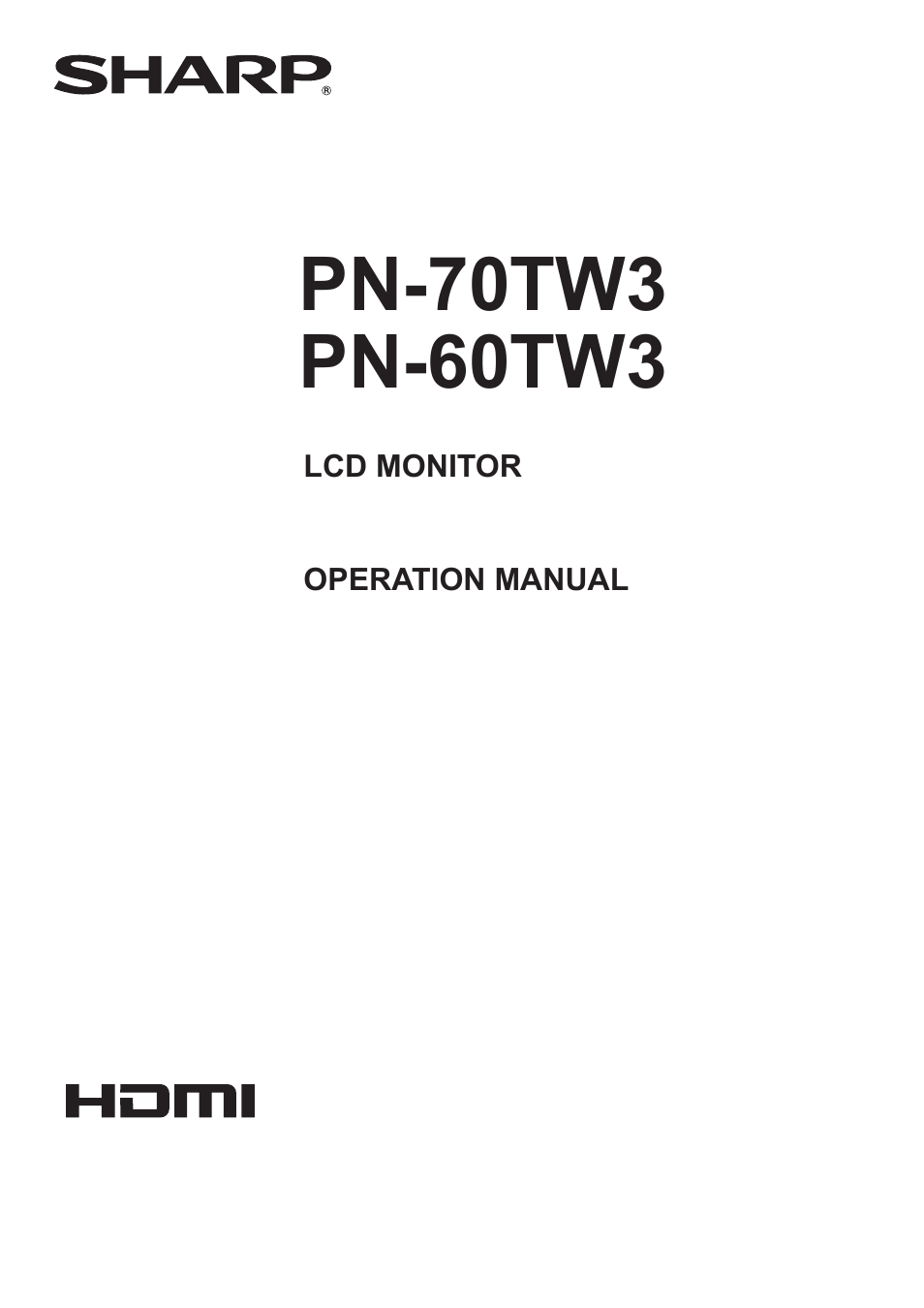 Sharp PN-60TW3 User Manual | 70 pages