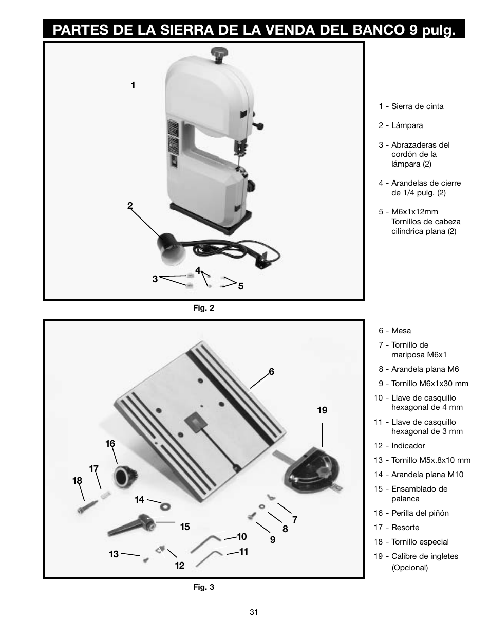 Partes de la sierra de la venda del banco 9 pulg | Delta ShopMaster SM400 User Manual | Page 31 / 72