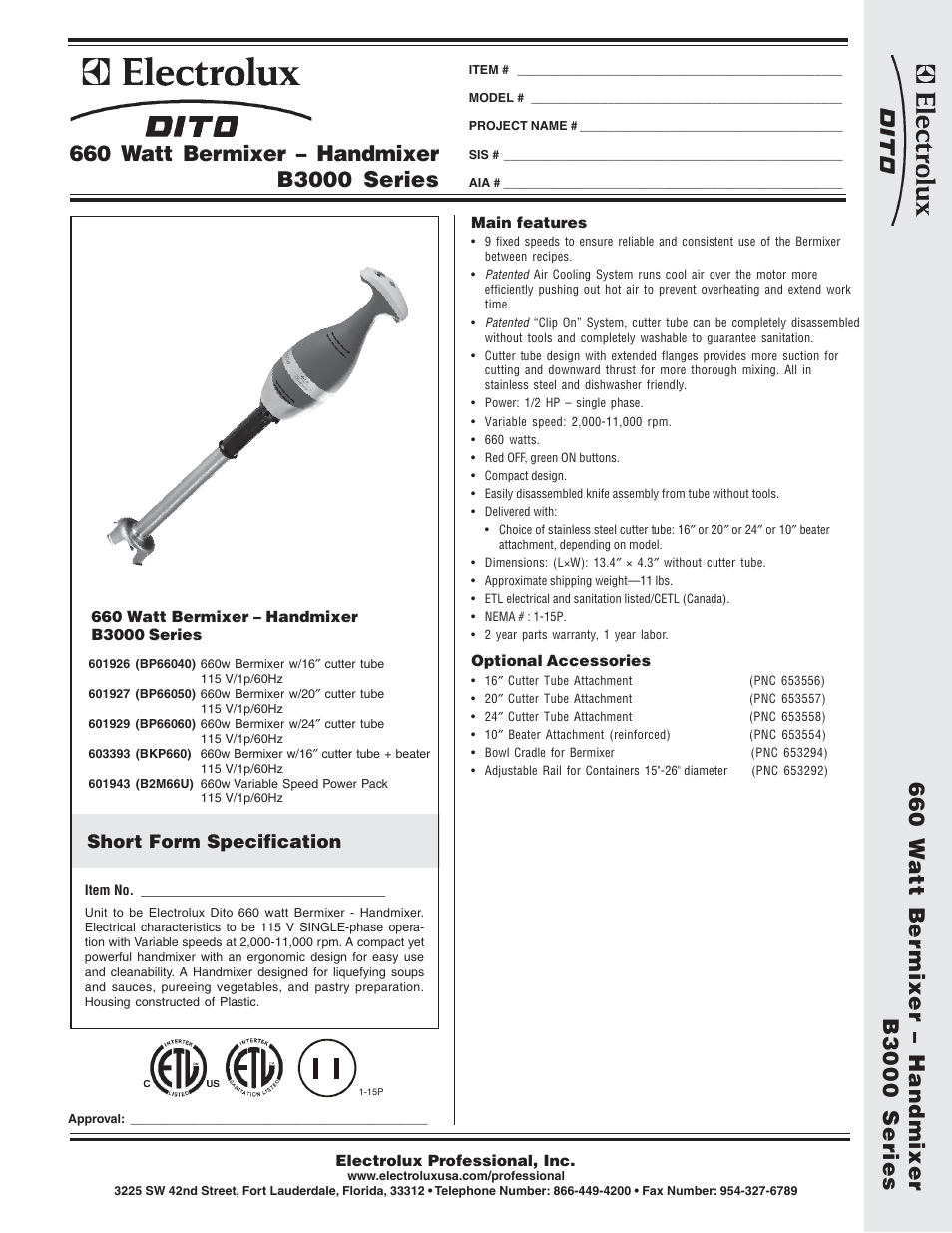 Electrolux Dito BP66040 User Manual | 2 pages
