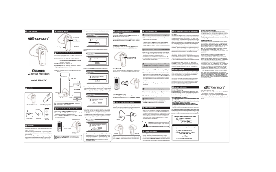 Emerson EM-10TC User Manual | 1 page
