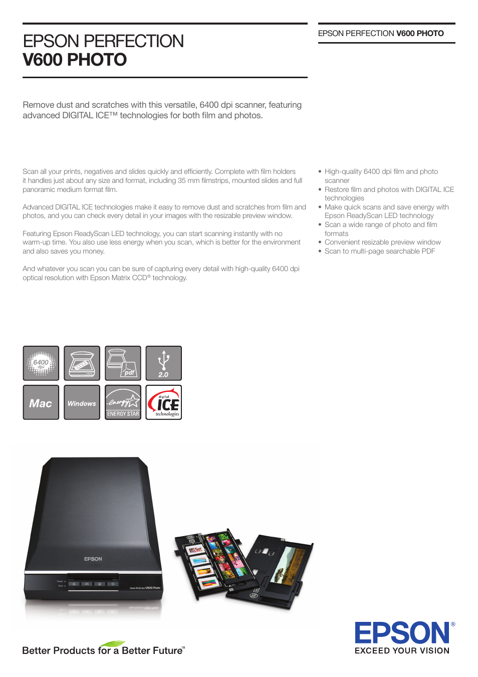 Epson PERFECTION V600 PHOTO User Manual | 2 pages